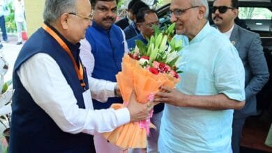 राजनांदगांव : उपराष्ट्रपति सीपी राधाकृष्णन का स्पीकर हाऊस राजनांदगांव में हुआ आत्मीय स्वागत