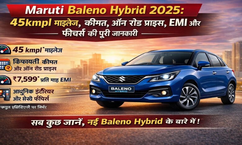 Maruti Baleno Hybrid 2025: 45kmpl माइलेज, कीमत, ऑन रोड प्राइस, EMI और फीचर्स की पूरी जानकारी