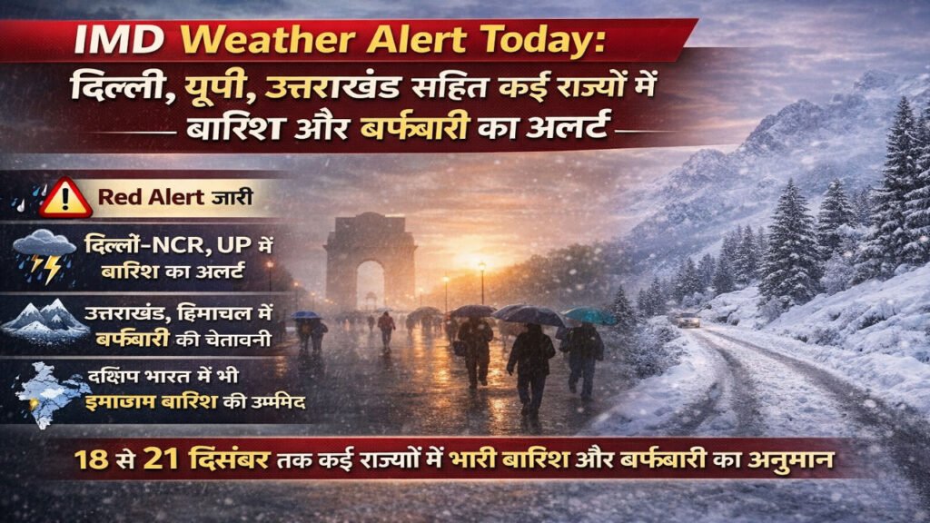 IMD Weather Alert Today: दिल्ली, यूपी, उत्तराखंड सहित कई राज्यों में बारिश और बर्फबारी का अलर्ट