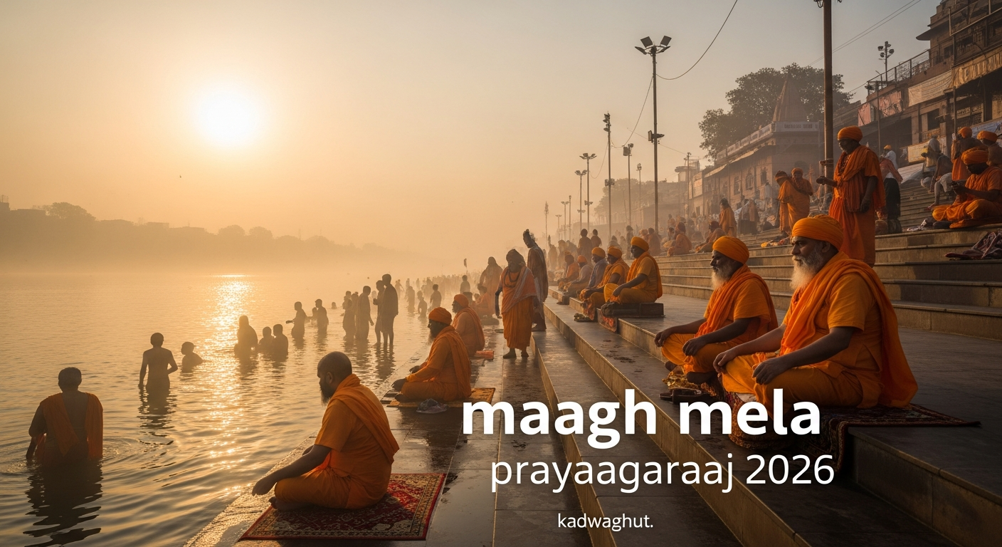 माघ मेला प्रयागराज 2026 में त्रिवेणी संगम पर पवित्र स्नान करते श्रद्धालु