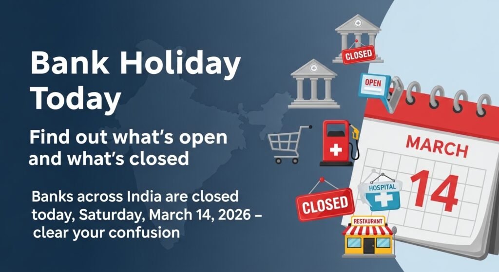 Bank Holiday Today: जानें क्या खुला है क्या बंद आज शनिवार 14 मार्च 2026 को पूरे भारत में बैंक बंद हैं दूर करें कंफ्यूजन
