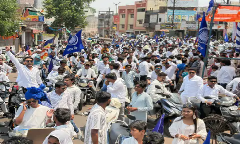 राजनांदगांव : डॉ. अंबेडकर की जयंती अवसर पर निकली बाइक रैली, गूंजा जय भीम…