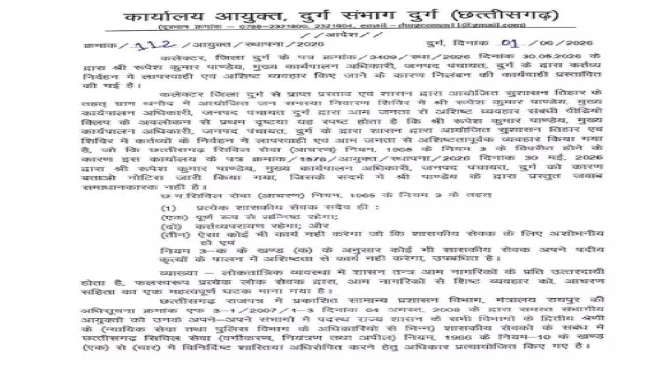 CG : जनपद CEO सस्पेंड, बीजेपी नेता के साथ किया था दुर्व्यवहार …